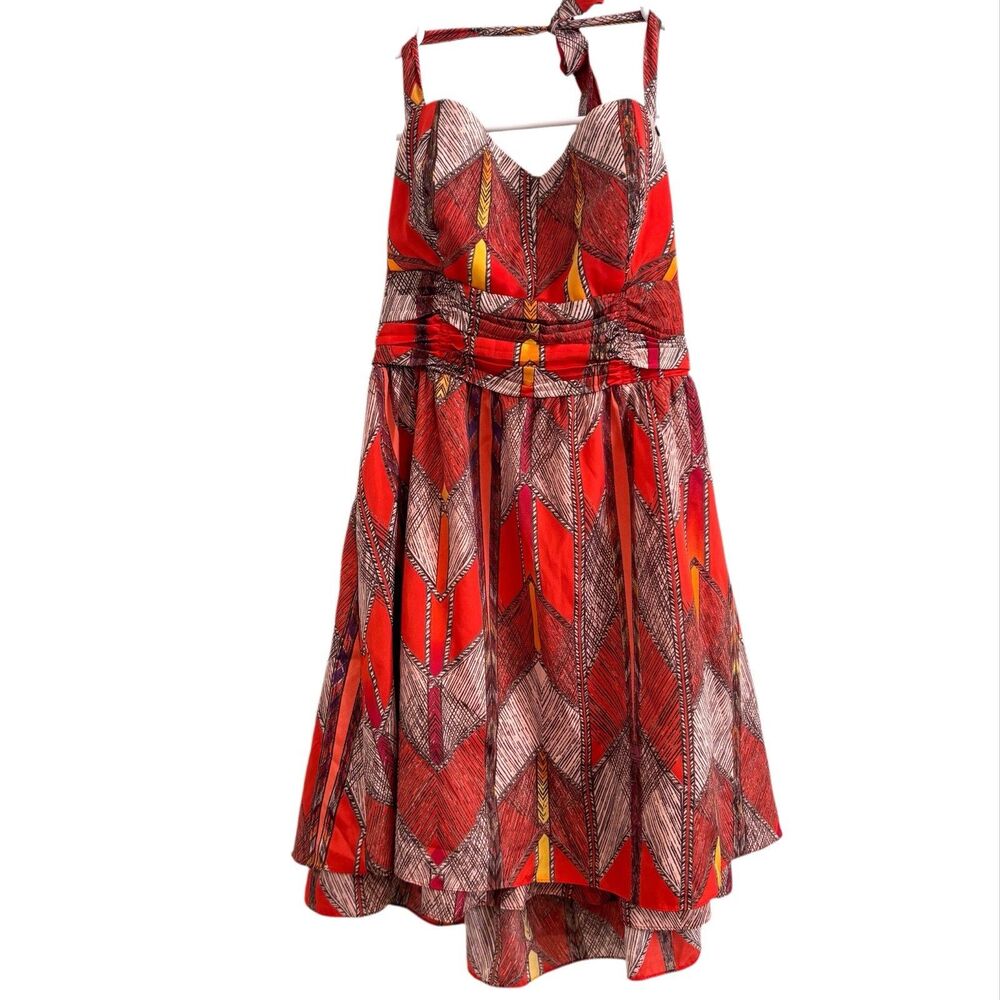 Guess Dress Womens 2 Orange Print Flirty Fairycore‎ Flowy Halter 90s Y2K Sexy